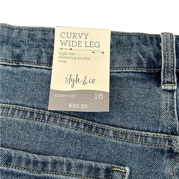 Style & Co. Wide Leg Crop Jeans Frayed Hem - Picture 7 of 9